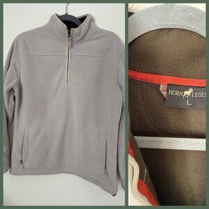 Horn Legend Men's Luxury 1/4 zip Pullover Fleece Lined Waffle Knit Texture Large